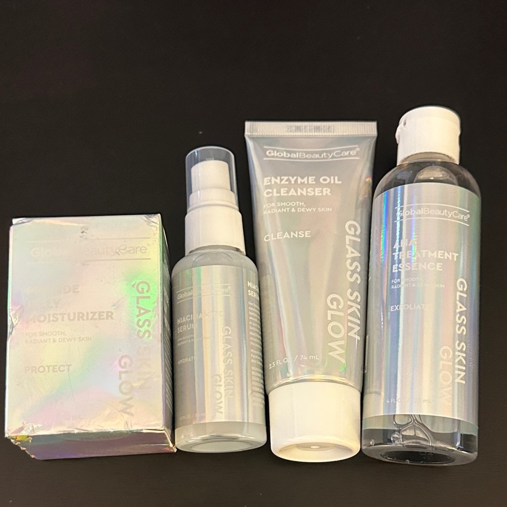 Global Beauty Care Glass Skin Glow Skincare Set Bundle serum oil cleanser + more